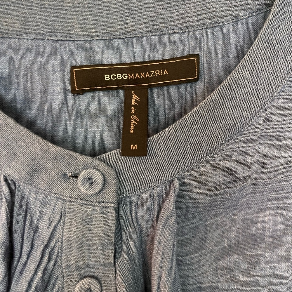 BCBGMaxAzria Slate Blue Ruffle Blouse - Picture 4 of 5